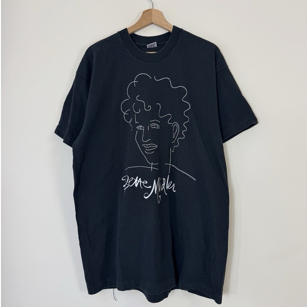 Vintage 90's Bette Midler Music Tour Drawing Art Black Single Stitch Tee Shirt